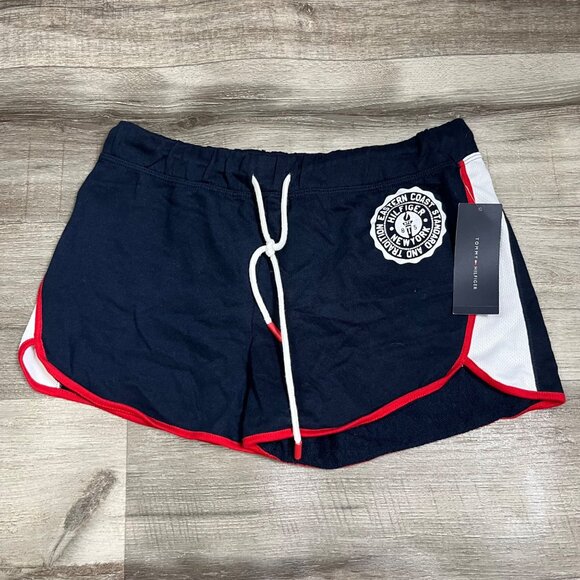 Tommy Hilfiger Color Block Pull On Sweat Lounge Shorts Navy Multi NWT Size S - Picture 1 of 6